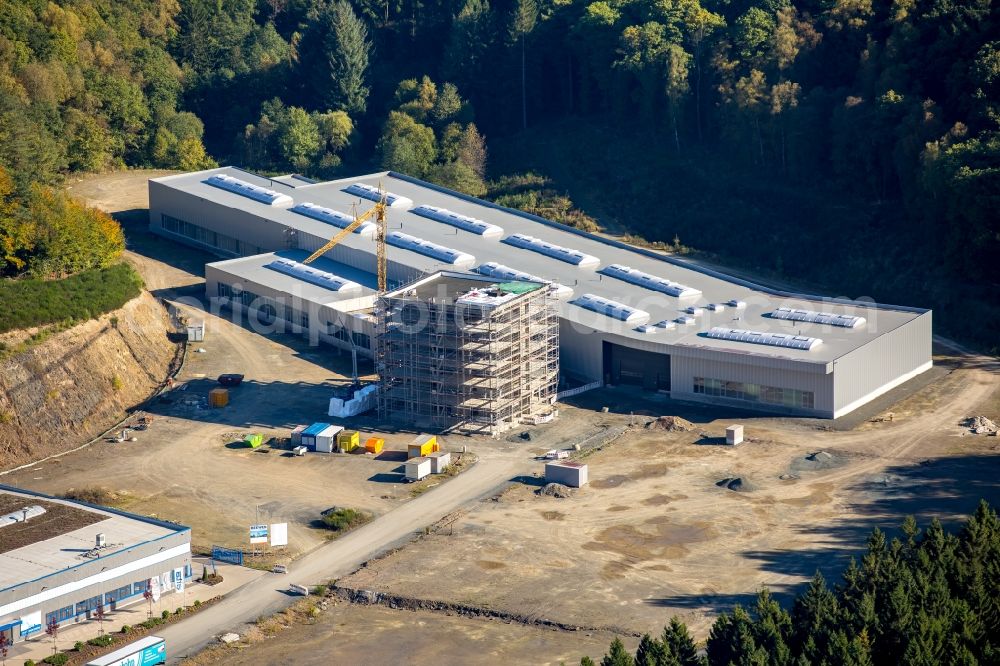 Siegen from above - Construction site for the new building of BEEWEN GmbH & Co. KG in Siegen in the state North Rhine-Westphalia