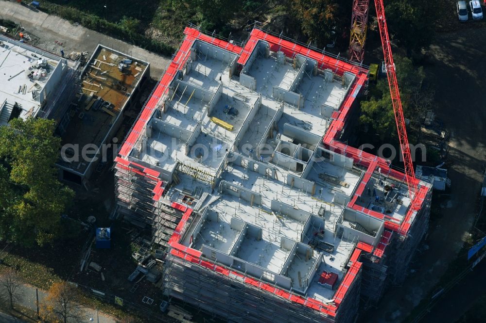 Aerial photograph Magdeburg - Home for disabled people and workshop Assisted Living of Lebenshilfe-Werk Magdeburg gGmbH on Leipziger Strasse corner Halberstaedter Strasse in Magdeburg in the state Saxony-Anhalt, Germany