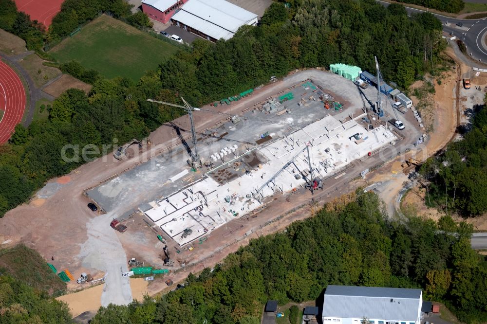 Aerial image Lauda - Construction site for the construction of a handicapped workshop and conveyor on Becksteiner Strasse in Lauda in the state Baden-Wurttemberg, Germany