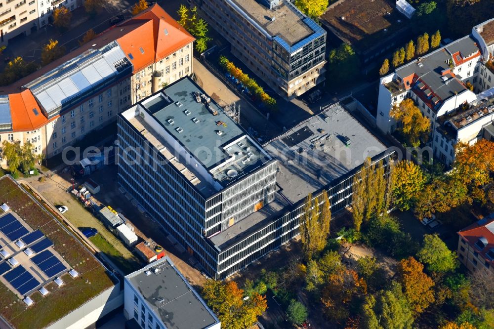 Berlin from above - Construction site of the new Berlin Institute for Medical Systems BIMSB on Hannoversche Strasse in the district of Mitte in Berlin, Germany