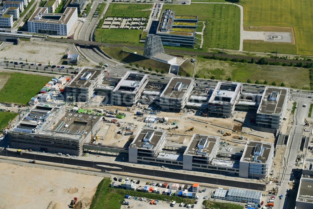 Aerial image München - Construction site for the new building des Bildungscampus Freiham on Helmut-Schmidt-Allee in Munich in the state Bavaria, Germany