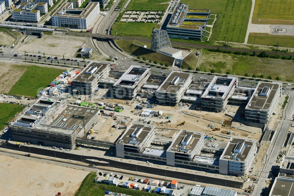 Aerial photograph München - Construction site for the new building des Bildungscampus Freiham on Helmut-Schmidt-Allee in Munich in the state Bavaria, Germany