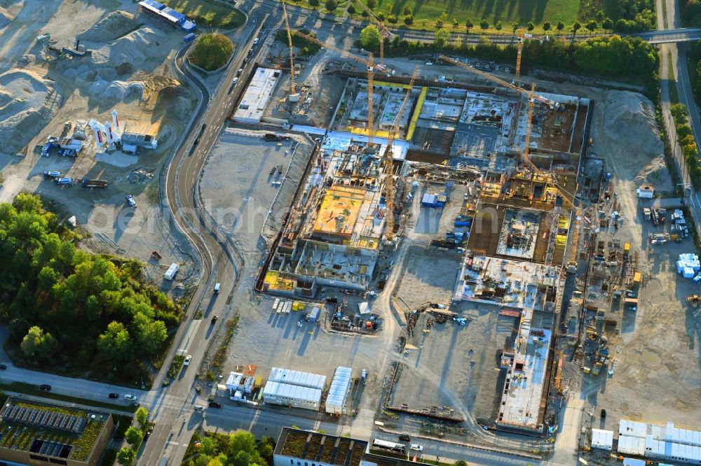 Aerial image München - New construction site of the school building Am Huellgraben - Joseph-Wild-Strasse in the district Riem in Munich in the state Bavaria, Germany