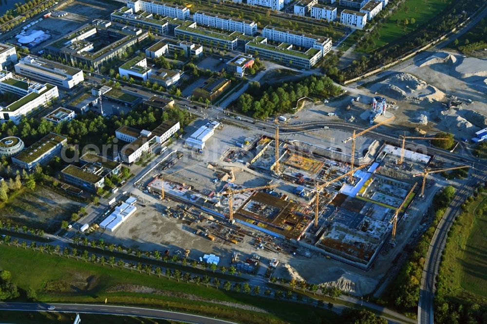 Aerial image München - New construction site of the school building Am Huellgraben - Joseph-Wild-Strasse in the district Riem in Munich in the state Bavaria, Germany