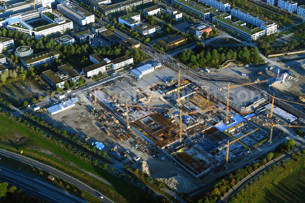 Aerial photograph München - New construction site of the school building Am Huellgraben - Joseph-Wild-Strasse in the district Riem in Munich in the state Bavaria, Germany