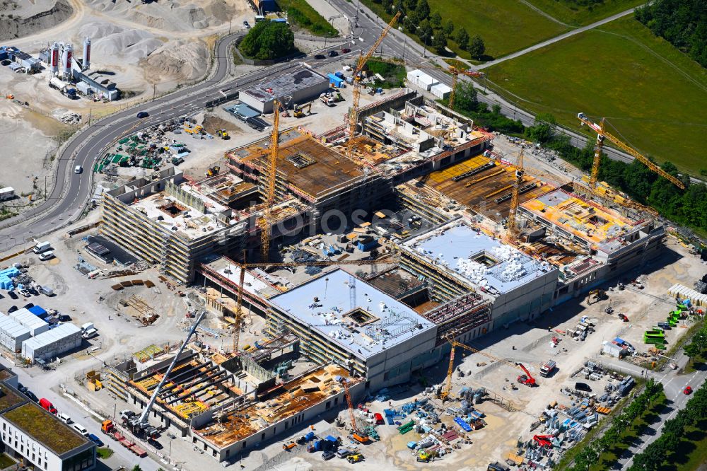 Aerial photograph München - New construction site of the school building Am Huellgraben - Joseph-Wild-Strasse in the district Riem in Munich in the state Bavaria, Germany