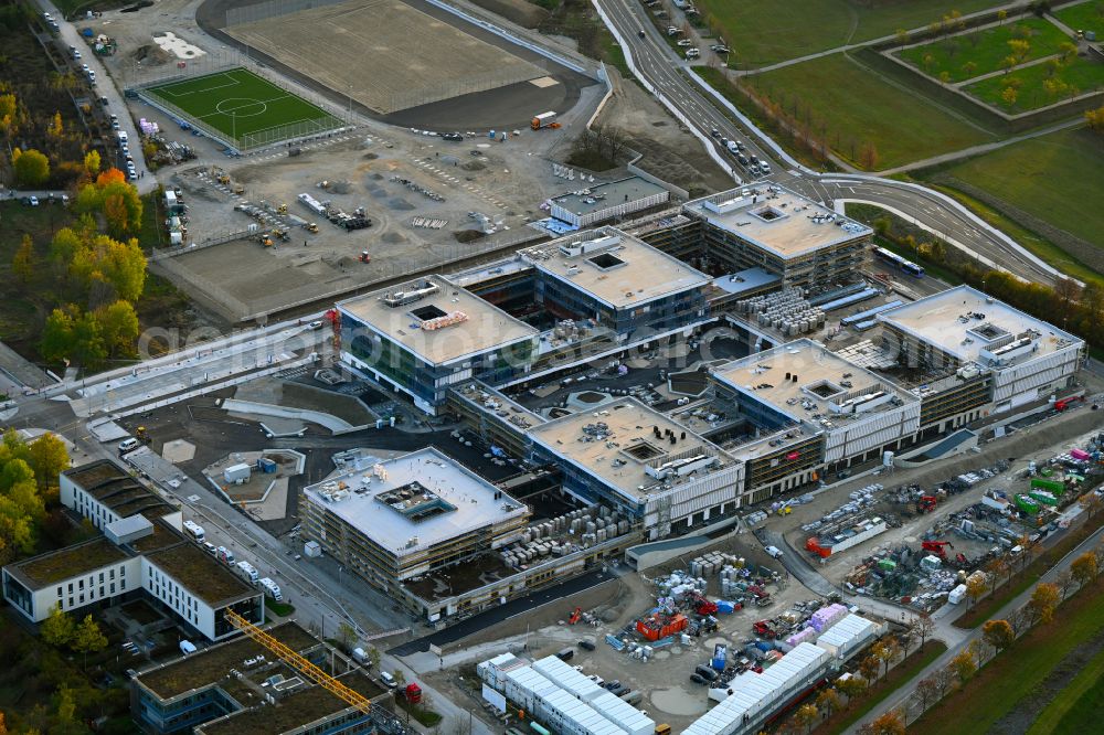 Aerial image München - New construction site of the school building Am Huellgraben - Joseph-Wild-Strasse in the district Riem in Munich in the state Bavaria, Germany