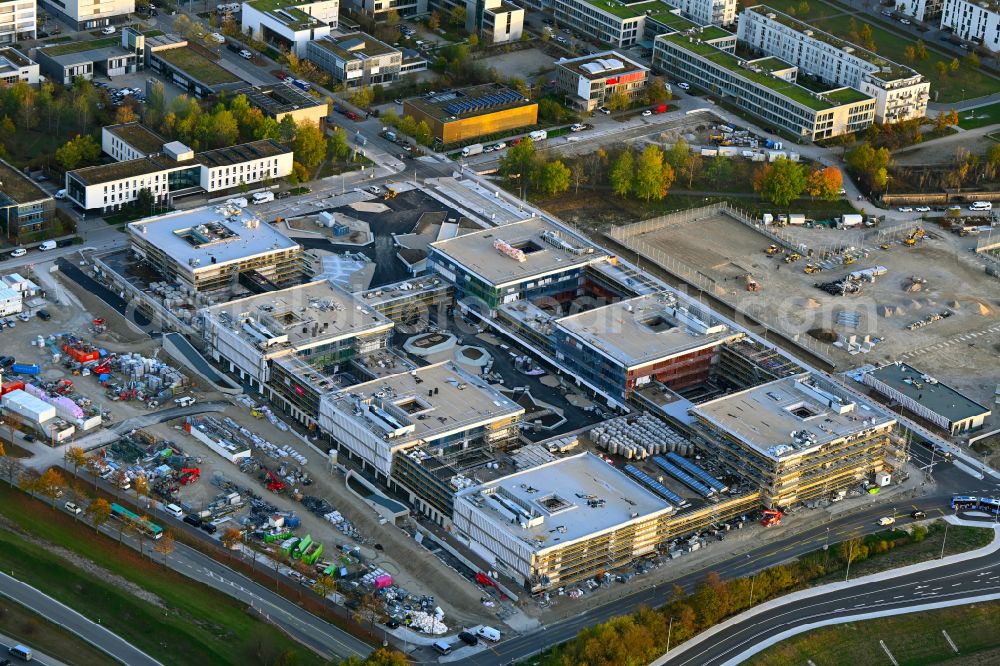 München from the bird's eye view: New construction site of the school building Am Huellgraben - Joseph-Wild-Strasse in the district Riem in Munich in the state Bavaria, Germany