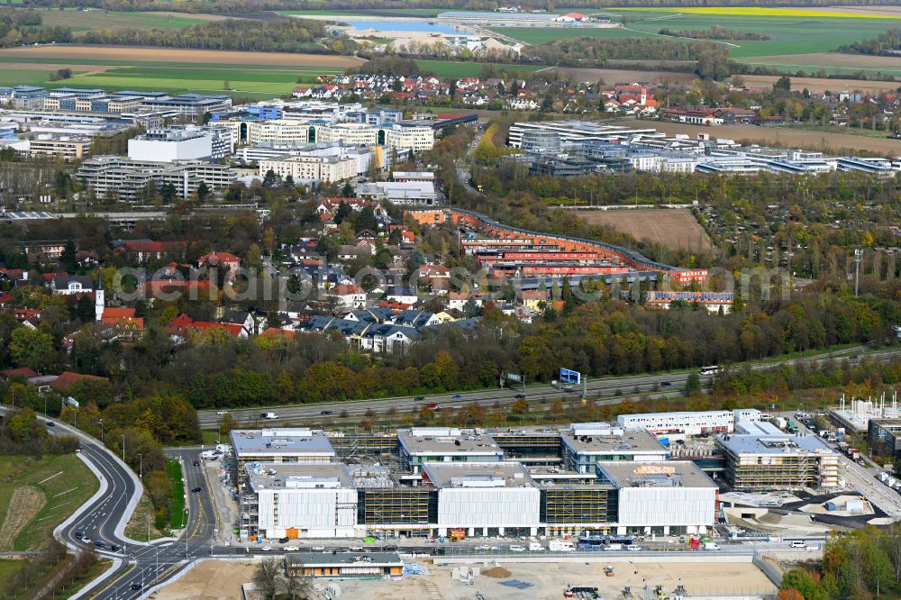 Aerial photograph München - New construction site of the school building Am Huellgraben - Joseph-Wild-Strasse in the district Riem in Munich in the state Bavaria, Germany