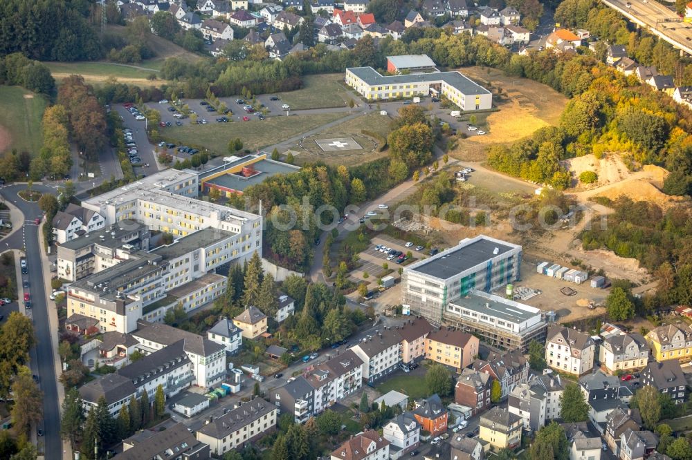 Aerial image Siegen - Construction site for the new building of Bildungsinstitut fuer Gesundheitsberufe in Suedwestfalen in Siegen in the state North Rhine-Westphalia, Germany