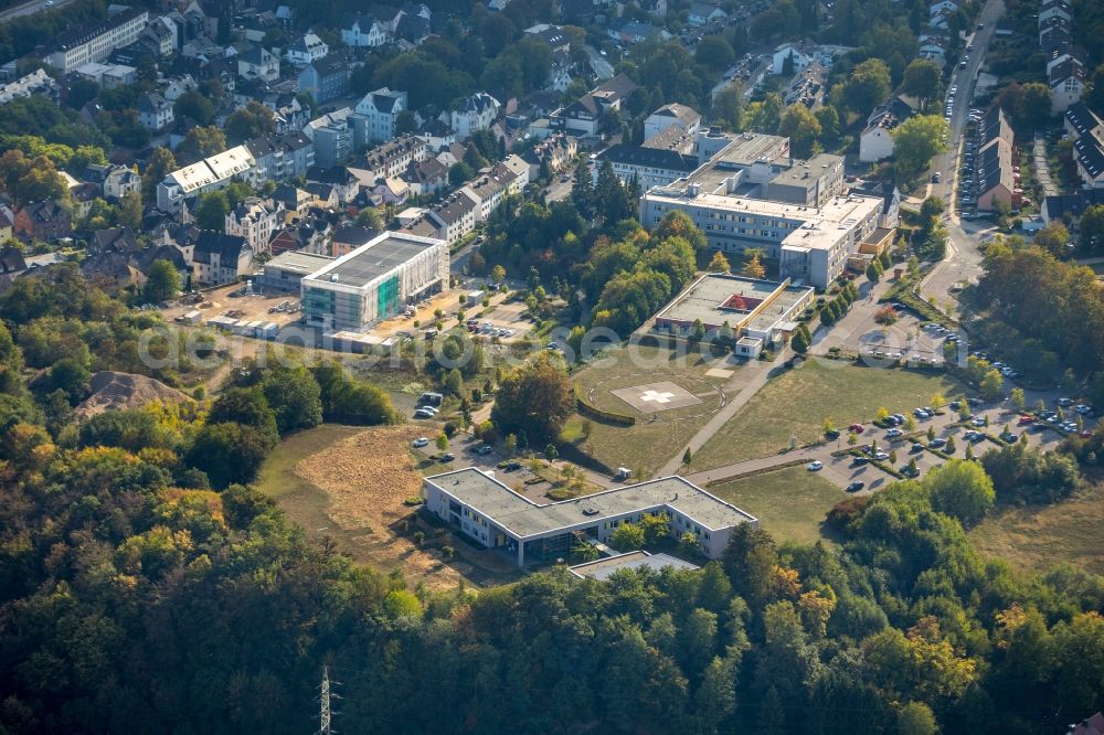 Siegen from the bird's eye view: Construction site for the new building of Bildungsinstitut fuer Gesundheitsberufe in Suedwestfalen in Siegen in the state North Rhine-Westphalia, Germany