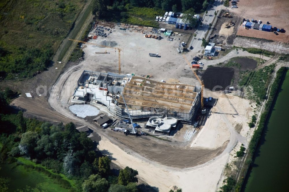 Werder Havel from above - Construction site for the new building of the spa Werder (Havel) with brine and sauna in Werder Havel in Brandenburg