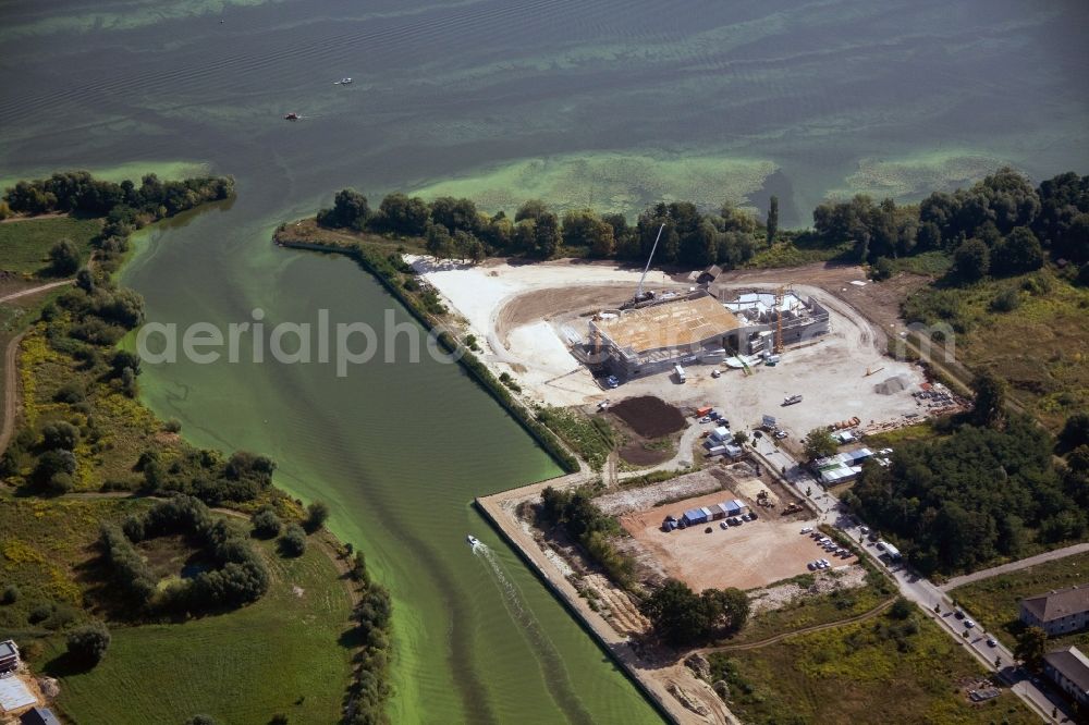 Werder Havel from the bird's eye view: Construction site for the new building of the spa Werder (Havel) with brine and sauna in Werder Havel in Brandenburg