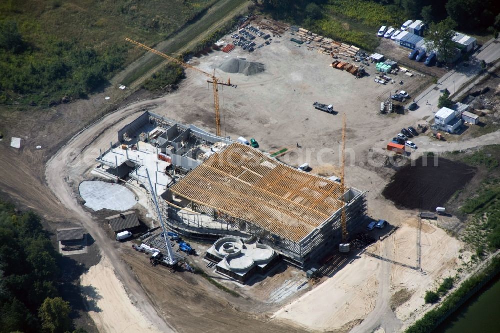 Werder Havel from above - Construction site for the new building of the spa Werder (Havel) with brine and sauna in Werder Havel in Brandenburg