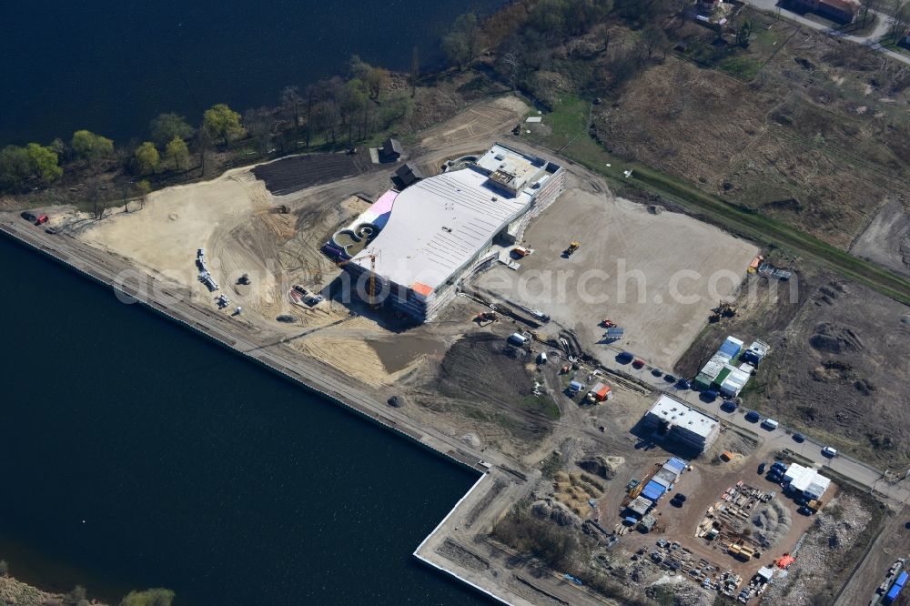 Aerial photograph Werder Havel - Construction site for the new building of the spa Werder (Havel) with brine and sauna in Werder Havel in Brandenburg