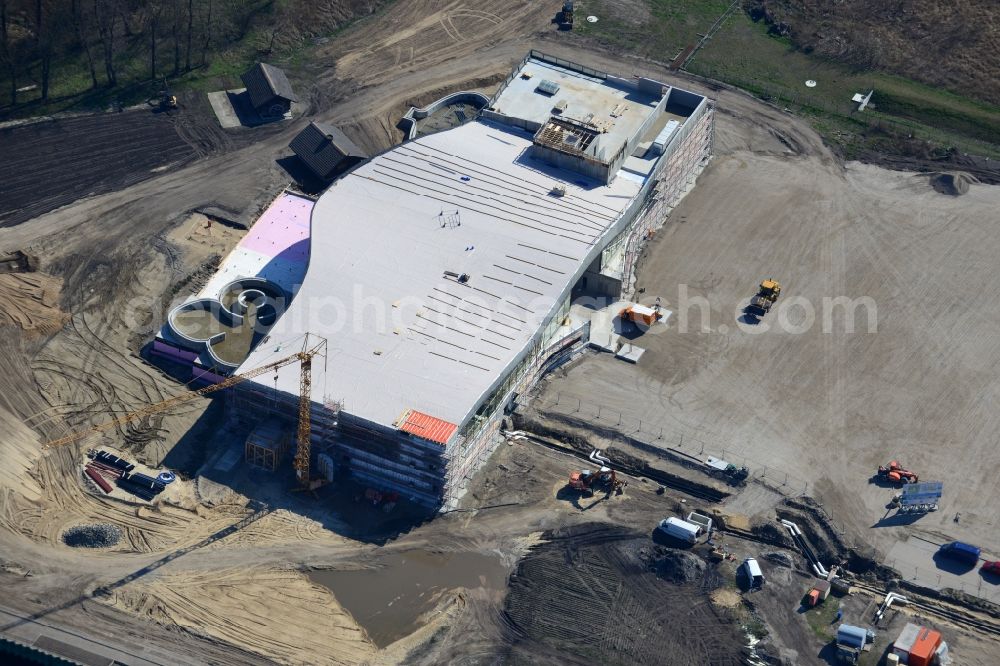 Werder Havel from above - Construction site for the new building of the spa Werder (Havel) with brine and sauna in Werder Havel in Brandenburg