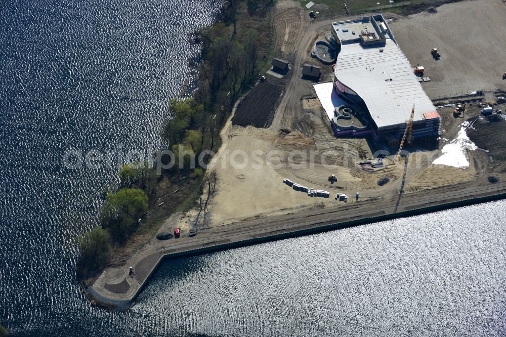 Aerial photograph Werder Havel - Construction site for the new building of the spa Werder (Havel) with brine and sauna in Werder Havel in Brandenburg