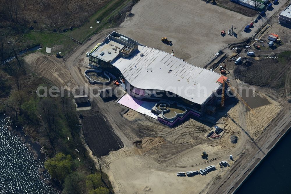 Werder Havel from above - Construction site for the new building of the spa Werder (Havel) with brine and sauna in Werder Havel in Brandenburg