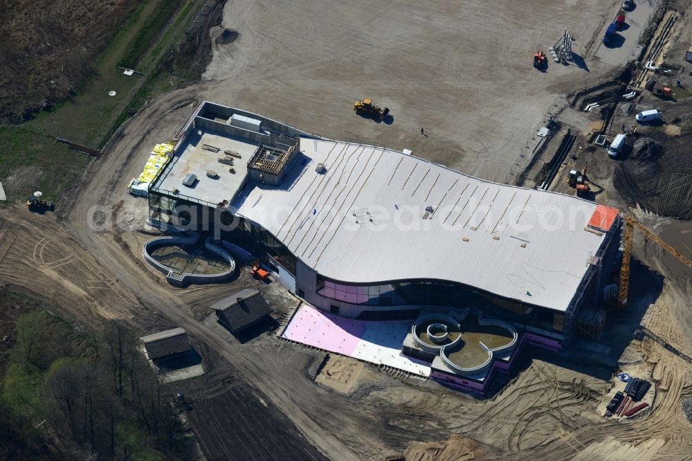 Aerial image Werder Havel - Construction site for the new building of the spa Werder (Havel) with brine and sauna in Werder Havel in Brandenburg