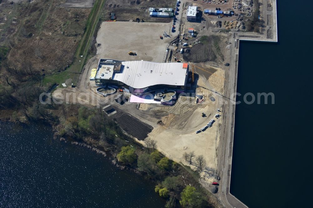 Aerial photograph Werder Havel - Construction site for the new building of the spa Werder (Havel) with brine and sauna in Werder Havel in Brandenburg