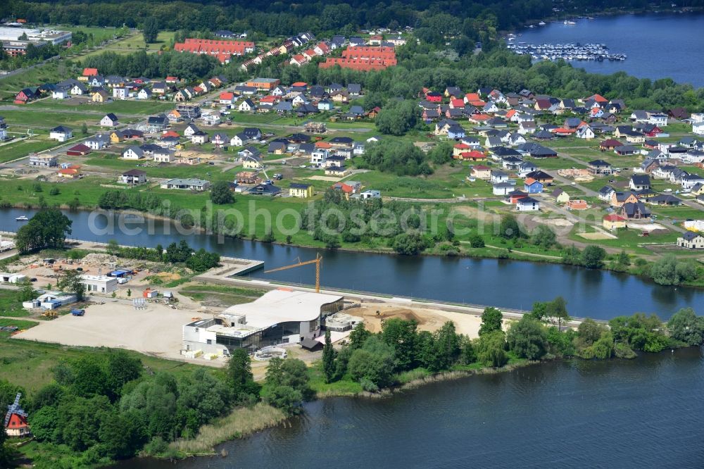 Werder Havel from above - Construction site for the new building of the spa Werder (Havel) with brine and sauna in Werder Havel in Brandenburg