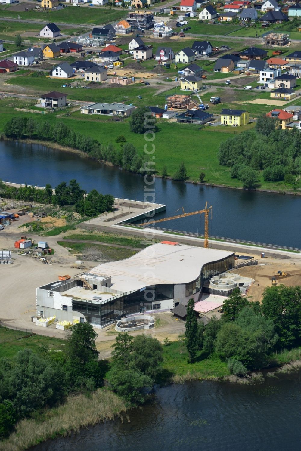 Aerial photograph Werder Havel - Construction site for the new building of the spa Werder (Havel) with brine and sauna in Werder Havel in Brandenburg