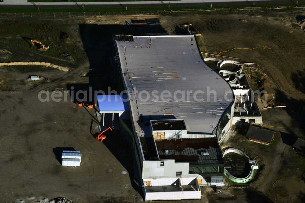 Aerial photograph Werder Havel - Construction site for the new building of the spa Werder (Havel) with brine and sauna in Werder Havel in Brandenburg