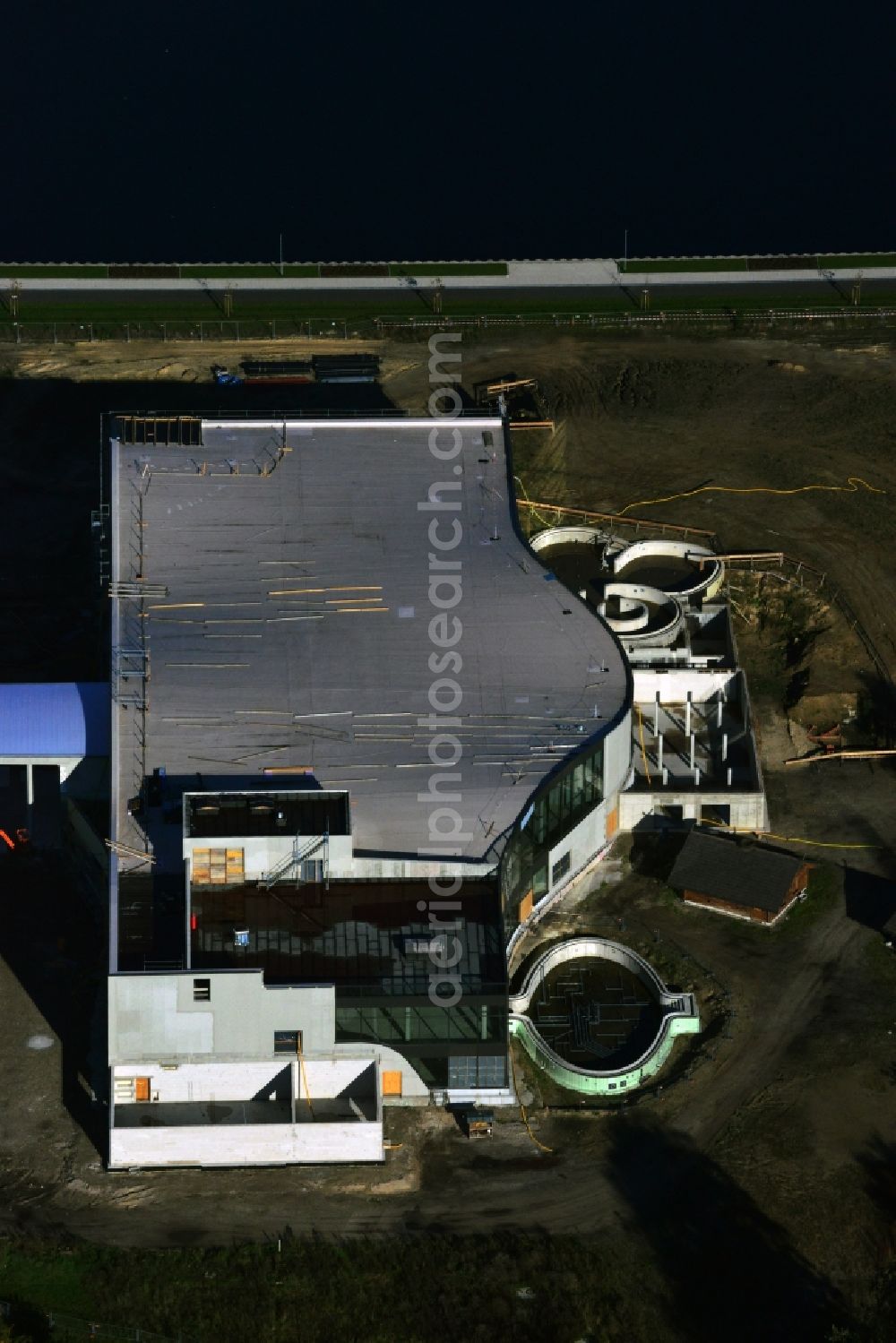 Werder Havel from above - Construction site for the new building of the spa Werder (Havel) with brine and sauna in Werder Havel in Brandenburg