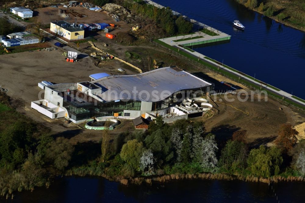 Aerial image Werder Havel - Construction site for the new building of the spa Werder (Havel) with brine and sauna in Werder Havel in Brandenburg