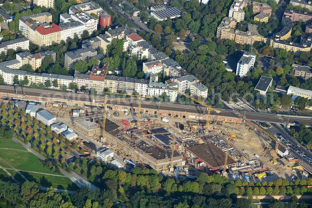 Berlin Moabit from above - View of the construction site for the new building of BMI Federal Ministry of the Interior of the Federal Capital of Berlin government district on Spreebogen in Moabit