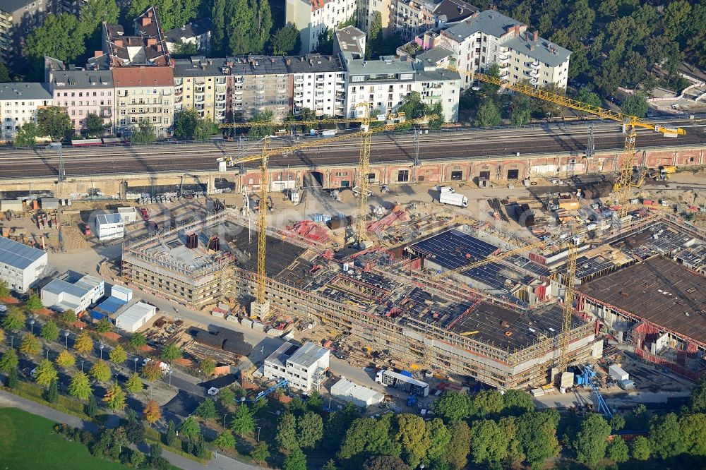 Aerial image Berlin Moabit - View of the construction site for the new building of BMI Federal Ministry of the Interior of the Federal Capital of Berlin government district on Spreebogen in Moabit