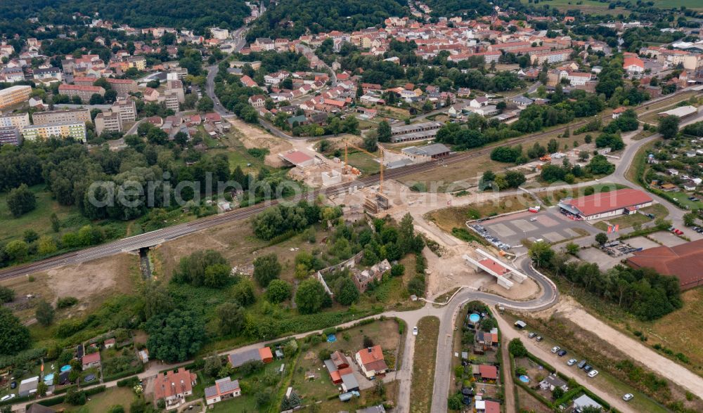 Bad Freienwalde (Oder) from the bird's eye view: New construction of the bridge structure B 158 in Bad Freienwalde (Oder) in the state Brandenburg, Germany