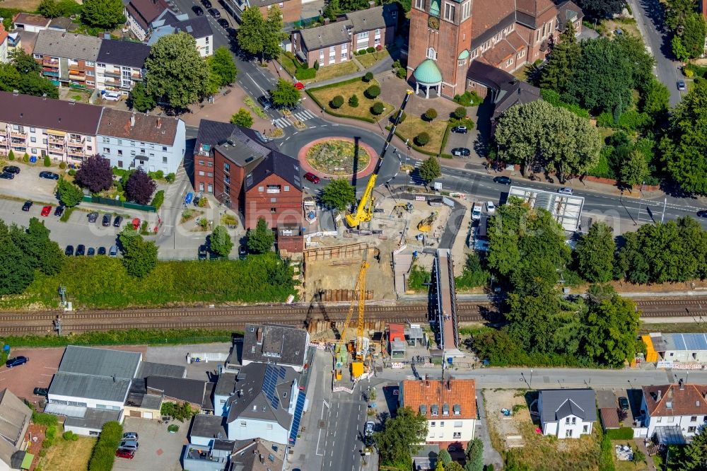 Aerial photograph Gladbeck - New construction of the bridge structure by the Bauunternehmen Echterhoff GmbH & Co. KG Beethovenstrasse in Gladbeck in the state North Rhine-Westphalia, Germany