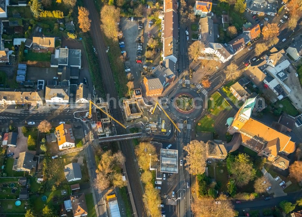 Aerial image Gladbeck - New construction of the bridge structure by the Bauunternehmen Echterhoff GmbH & Co. KG Beethovenstrasse in Gladbeck in the state North Rhine-Westphalia, Germany