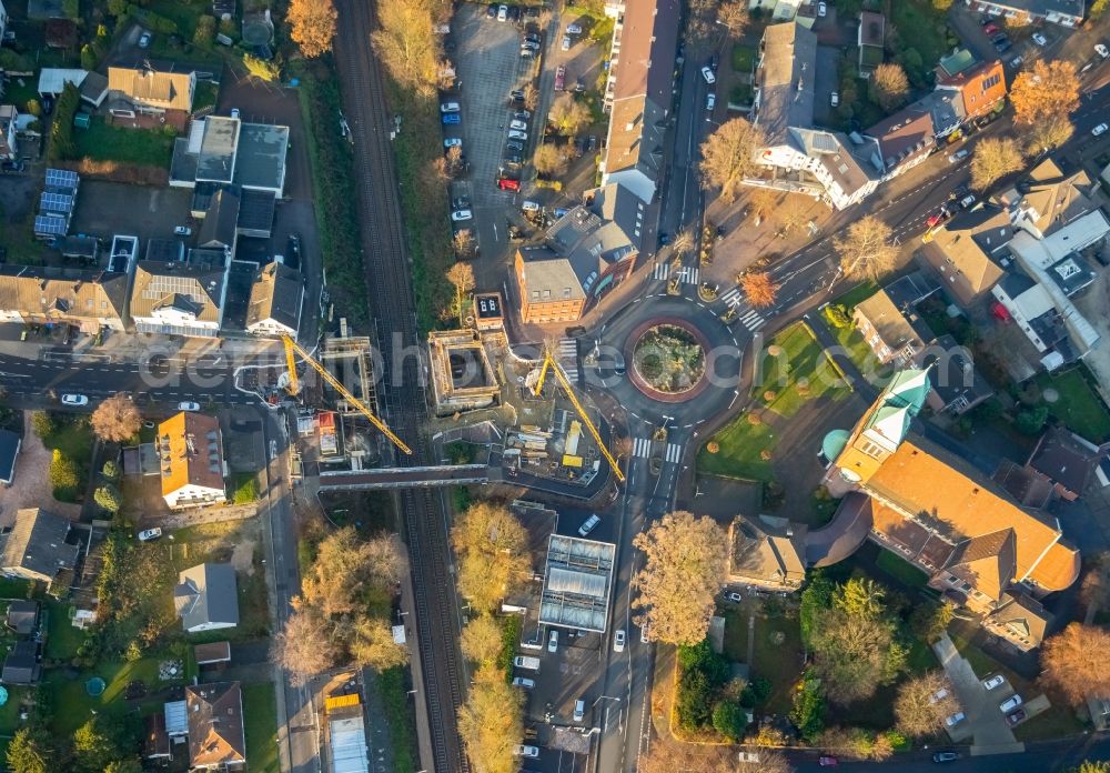 Aerial photograph Gladbeck - New construction of the bridge structure by the Bauunternehmen Echterhoff GmbH & Co. KG Beethovenstrasse in Gladbeck in the state North Rhine-Westphalia, Germany