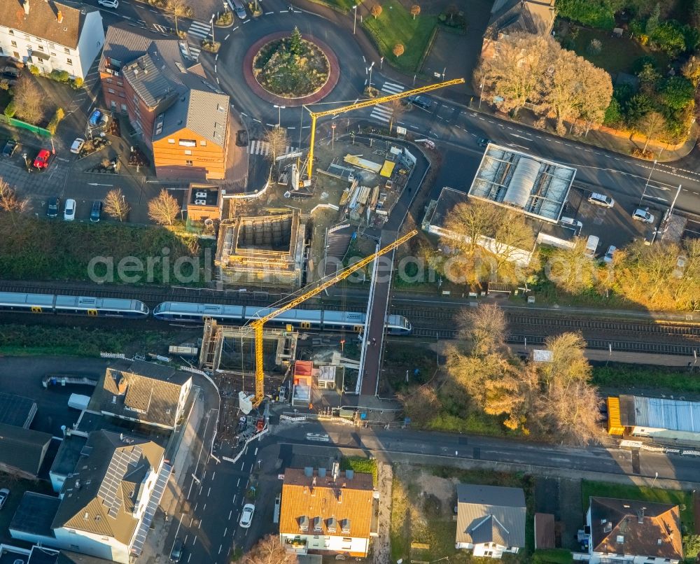 Gladbeck from above - New construction of the bridge structure by the Bauunternehmen Echterhoff GmbH & Co. KG Beethovenstrasse in Gladbeck in the state North Rhine-Westphalia, Germany