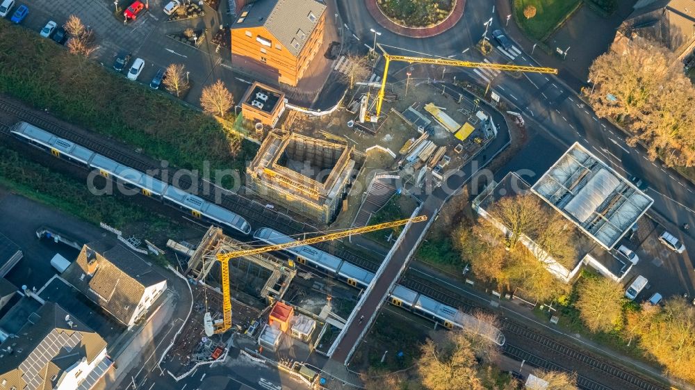 Gladbeck from the bird's eye view: New construction of the bridge structure by the Bauunternehmen Echterhoff GmbH & Co. KG Beethovenstrasse in Gladbeck in the state North Rhine-Westphalia, Germany