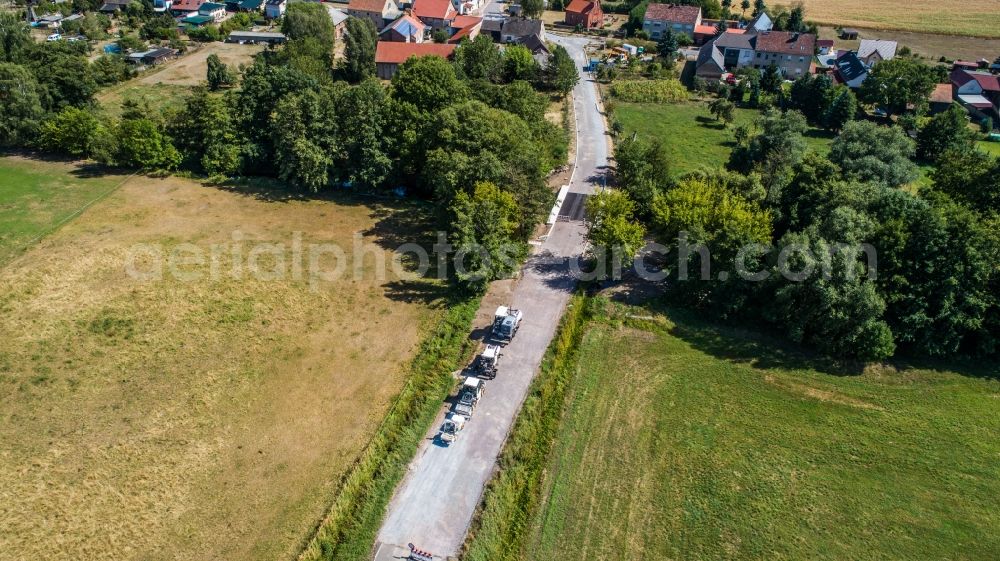 Planetal from above - New construction of the bridge structure Plane in Ziezow in the state Brandenburg, Germany