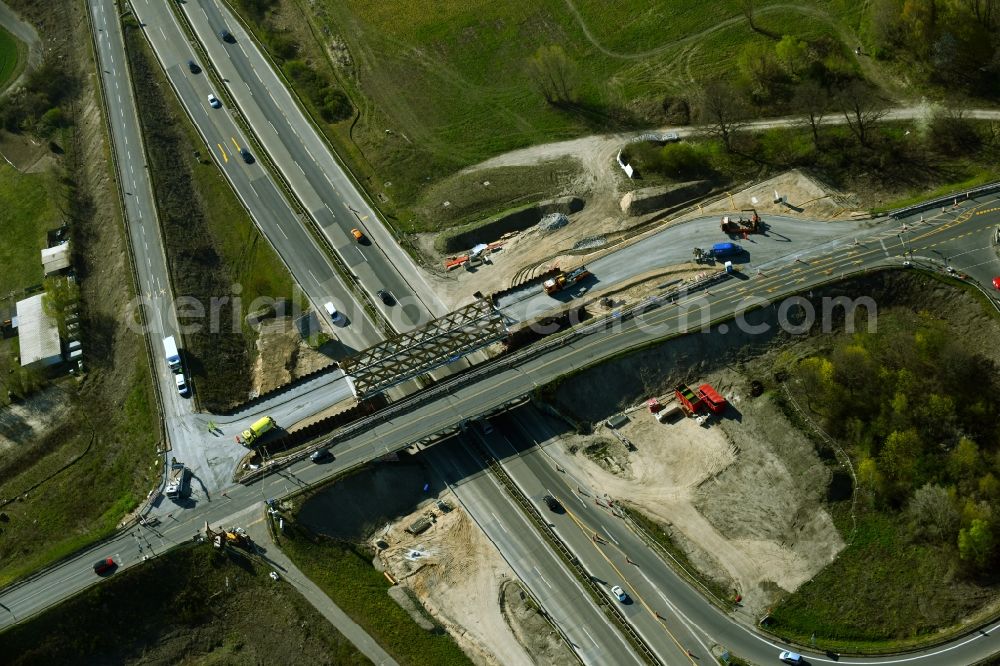 Aerial photograph Berlin - New construction of the bridge structure on Bucher Strasse at Buchholzer Graben in the district Franzoesisch Buchholz in Berlin, Germany