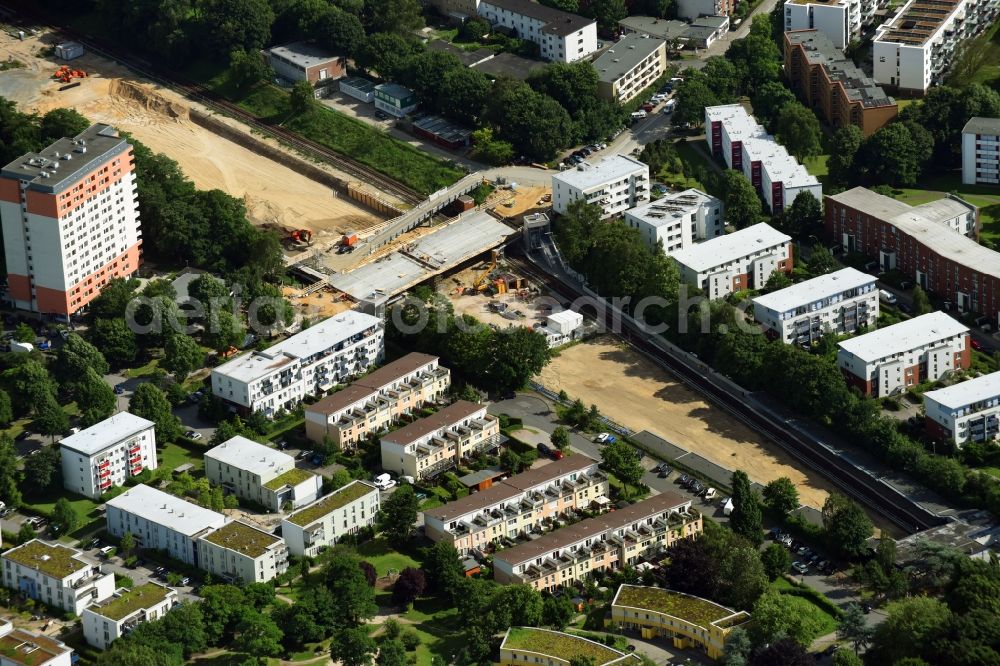 Hamburg from above - New construction of the bridge structure Legienbruecke on Legienstrasse in the district Horn in Hamburg, Germany