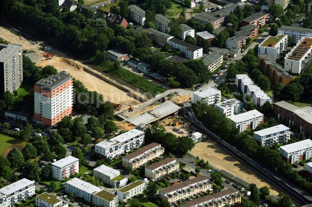 Aerial image Hamburg - New construction of the bridge structure Legienbruecke on Legienstrasse in the district Horn in Hamburg, Germany