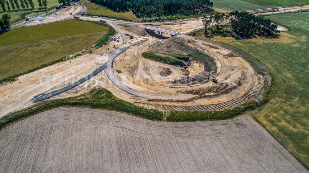 Thyrow from the bird's eye view: New construction of the bridge structure B101 in Thyrow in the state Brandenburg, Germany