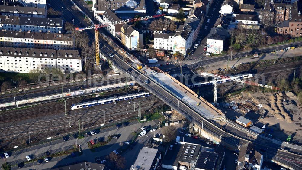 Bonn from above - New construction of the bridge structure Viktoriabruecke in the district Weststadt in Bonn in the state North Rhine-Westphalia, Germany