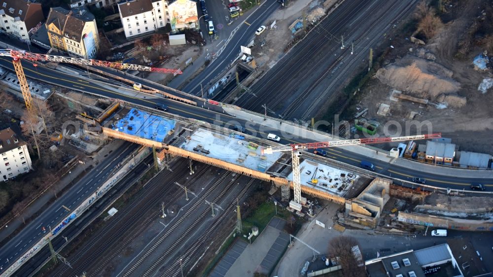 Aerial image Bonn - New construction of the bridge structure Viktoriabruecke in the district Weststadt in Bonn in the state North Rhine-Westphalia, Germany