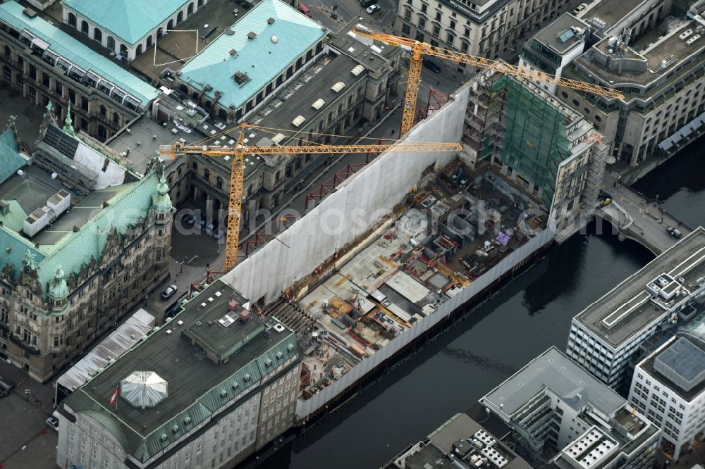 Aerial photograph Hamburg - Construction site for the new building office and shopping complex in the district Hamburg-Altstadt in Hamburg