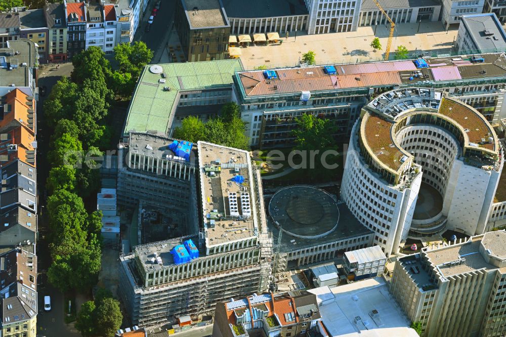 Köln from the bird's eye view: Construction site for the new building of an Office building - Ensemble gerling garden on place Hildeboldplatz in the district Altstadt in Cologne in the state North Rhine-Westphalia, Germany