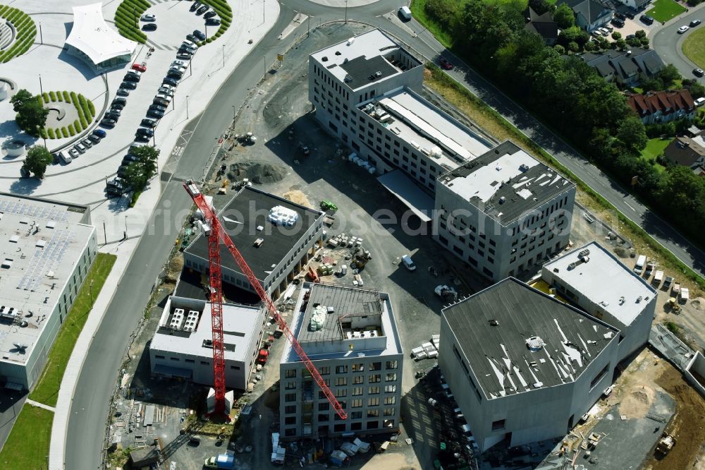 Wetzlar from above - Construction site to build a new office and commercial building ensemble Leitz-Park 3. of Leitz-Park GmbH Am Leitz-Park - Auf of Plank in Wetzlar in the state Hesse, Germany