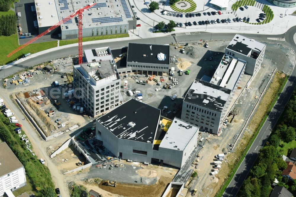 Wetzlar from the bird's eye view: Construction site to build a new office and commercial building ensemble Leitz-Park 3. of Leitz-Park GmbH Am Leitz-Park - Auf of Plank in Wetzlar in the state Hesse, Germany