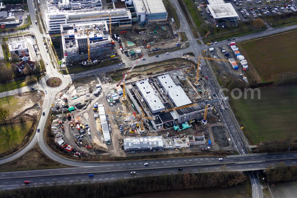 Aerial image Göttingen - Construction site for the new building of an Office building - Ensemble Saratorius - Quartier on street August-Spindler-Strasse - Herrmann-Kolbe-Strasse in the district Weststadt in Goettingen in the state Lower Saxony, Germany