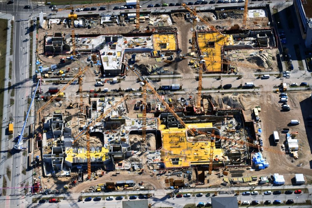 Aerial image Berlin - Construction site to build a new office and commercial building Allianz Campus Berlin in the district Johannisthal - Adlershof in Berlin